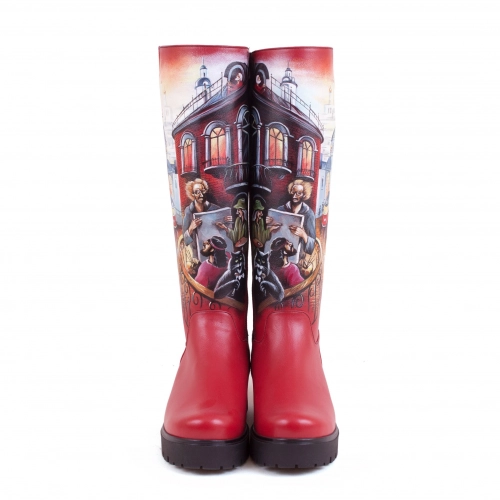 Комплект рюкзак и сапоги "Мастер и Маргарита" - кожаный женский набор рюкзак и ботинки ручной работы с рисунком |  Sumnizza фото 9