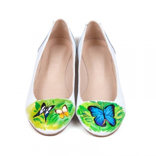 Женские модные балетки "Бабочки" - кожаные женские балетки ручной работы с рисунком на заказ |  Sumnizza фото 3