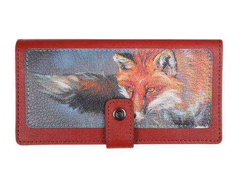Женский кожаный кошелек с фото-принтом "Лисичка" - кожаный женский кошелек-портмоне ручной работы с рисунком на заказ |  Sumnizza