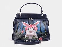 Синяя женская сумка через плечо "Кролик в стране чудес" на заказ