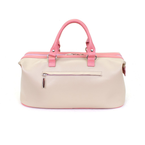 Женский саквояж из натуральной кожи с рисунком "Розовый цвет" - кожаный дорожный саквояж ручной работы с рисунком на заказ |  Sumnizza фото 3