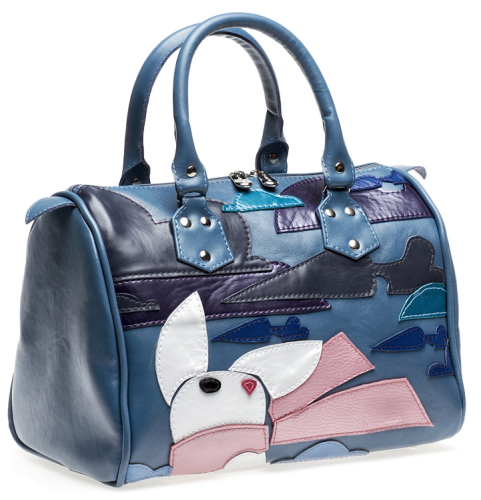 Женская сумка с аппликацией из кожи "Заяц в облаках" - кожаный дорожный саквояж ручной работы с рисунком на заказ |  Sumnizza