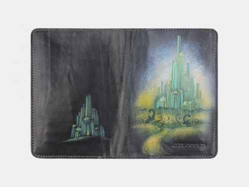 Кожаная именная обложка на паспорт "Изумрудный город" - кожаный женский кошелек-портмоне ручной работы с рисунком на заказ |  Sumnizza фото 2