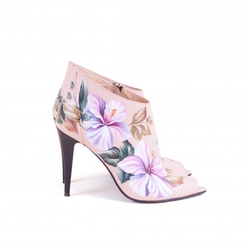 Ботильоны на высоком каблуке "Колибри" - кожаные женские ботильоны и балетки ручной работы с рисунком на заказ | Sumnizza фото 3