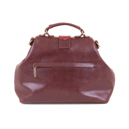 Женская сумка формы саквояж "Лунная кошка" — женская кожаная сумка саквояж ручной работы с рисунком и вышивкой на заказ фото 4