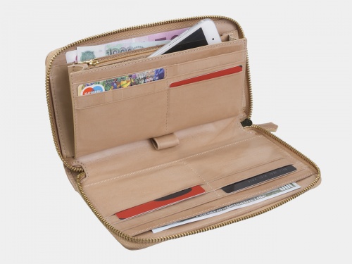 Кошелек с отделением для телефона с росписью "В золотой клетке" - кожаный женский кошелек-портмоне ручной работы с рисунком на заказ |  Sumnizza фото 2