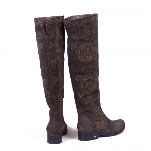 Женские  высокие сапоги из замши "Мотивы инков" - кожаные и замшевые женские сапоги ручной работы с рисунком на заказ | Sumnizza фото 6