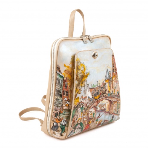 Женский стильный городской рюкзак ручной работы "Старый город" ручной работы с рисунком и вышивкой на заказ - Sumnizza фото 2