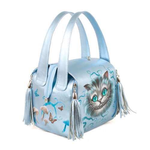 Молодежная квадратная сумка "Весёлый Чешир" ручной работы с рисунком и вышивкой на заказ
 фото 2