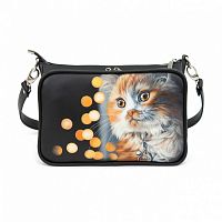 Авторская женская сумка ручной работы с рисунком “Кошечка в огоньках” на заказ