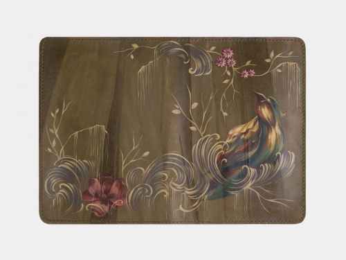 Обложка для паспорта премиум  "Райская птица" - кожаный женский кошелек-портмоне ручной работы с рисунком на заказ |  Sumnizza фото 2