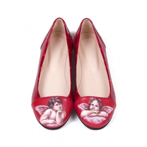 Балетки-лодочки "Ангелочки" - кожаные женские балетки ручной работы с рисунком на заказ |  Sumnizza фото 5