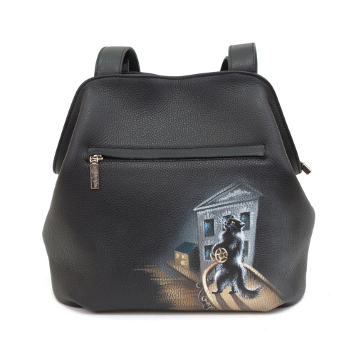 Женская кожаная сумка-мешок через плечо с рисунком «Мастер и Маргарита» ручной работы - кожаная женская сумка хобо, сумка мешок ручной работы с рисунком на заказ |  Sumnizza фото 5