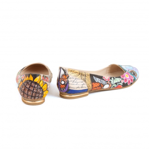 Яркие балетки "Этно рыбы" - кожаные женские балетки ручной работы с рисунком на заказ |  Sumnizza фото 5