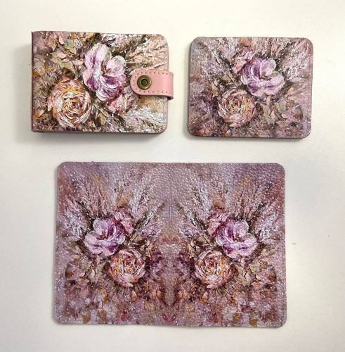 Кожаная обложка для паспорта ручной работы с фото принтом «Пыльная роза» - кожаный женский кошелек-портмоне ручной работы с рисунком на заказ |  Sumnizza фото 4