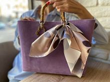 Сумка шоппер из замши с подвесным кулоном "Сердце" - ручной работы на заказ