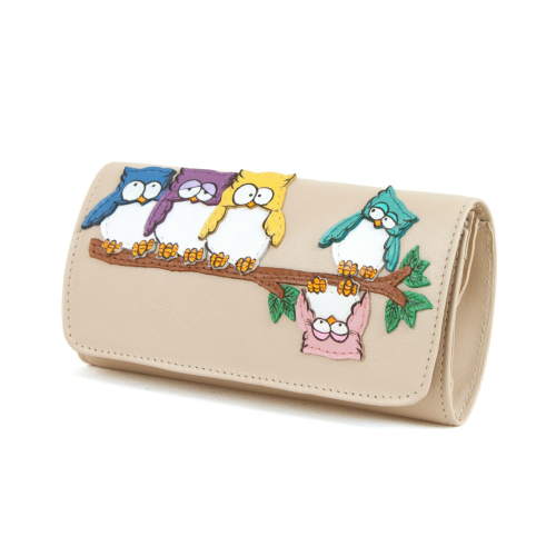 Женский кожаный кошелёк с рисунком ручной работы "Совята" - кожаный женский кошелек-портмоне ручной работы с рисунком на заказ |  Sumnizza фото 6