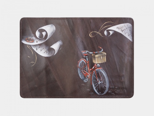 Коричневая обложка для паспорта "Послание" - кожаный женский кошелек-портмоне ручной работы с рисунком на заказ |  Sumnizza фото 2