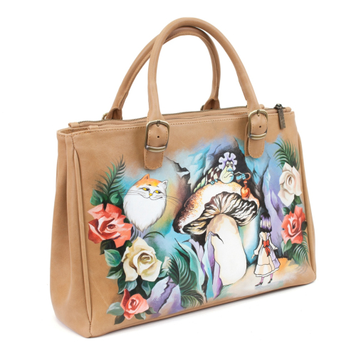 Натуральная кожаная сумка женская с рисунком ручной работы "Алиса" на заказ | Sumnizza фото 3