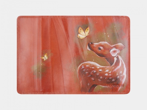 Обложка для паспорта с кармашками "Бемби" - кожаный женский кошелек-портмоне ручной работы с рисунком на заказ |  Sumnizza фото 2