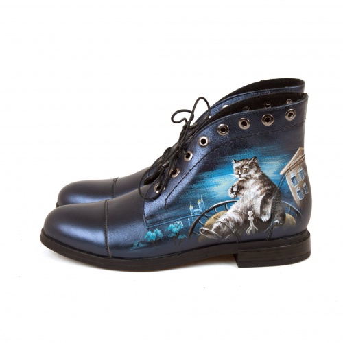 Комплект рюкзак и ботинки "Мастер и Маргарита" - кожаный женский набор рюкзак и ботинки ручной работы с рисунком |  Sumnizza фото 3