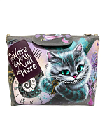 Женская сумка на заказ из кожи с рисунком ручной работы «Чеширский кот» на заказ