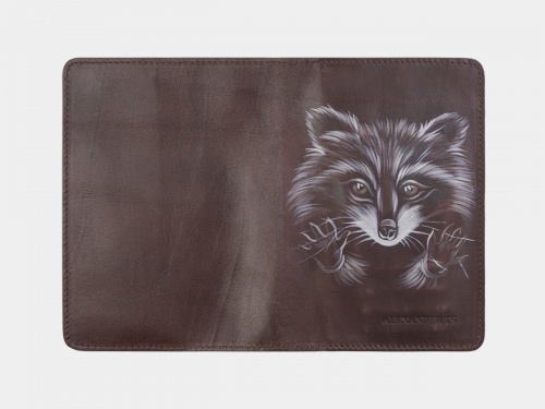 Кожаная обложка для паспорта с рисунком "Енот" - кожаный женский кошелек-портмоне ручной работы с рисунком на заказ |  Sumnizza фото 2