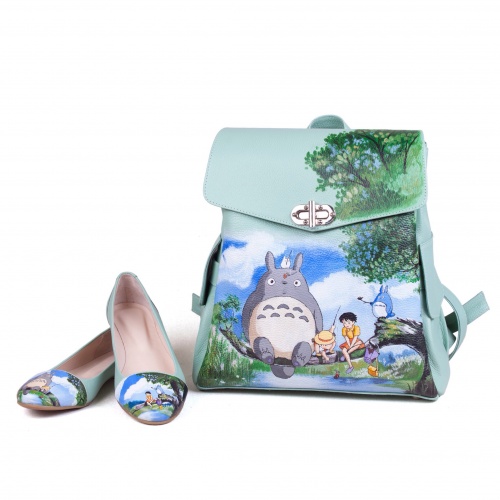 Балетки мятного цвета "Трололло" - кожаные женские балетки ручной работы с рисунком на заказ |  Sumnizza фото 2