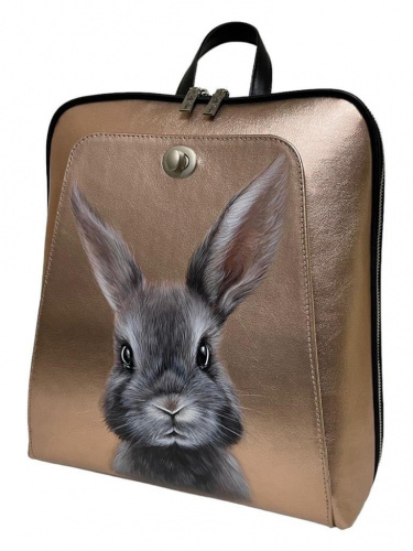 Женский кожаный рюкзак с рисунком "Мой Зайка" ручной работы с рисунком и вышивкой на заказ - Sumnizza фото 4