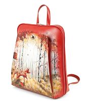 Красный женский рюкзак с рисунком "Осенняя лисичка" ручной работы с рисунком на заказ | Купить в Sumnizza