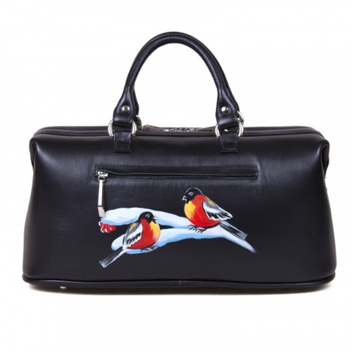 Саквояж ручной работы с росписью "Девочка с котом" - кожаный дорожный саквояж ручной работы с рисунком на заказ |  Sumnizza фото 3