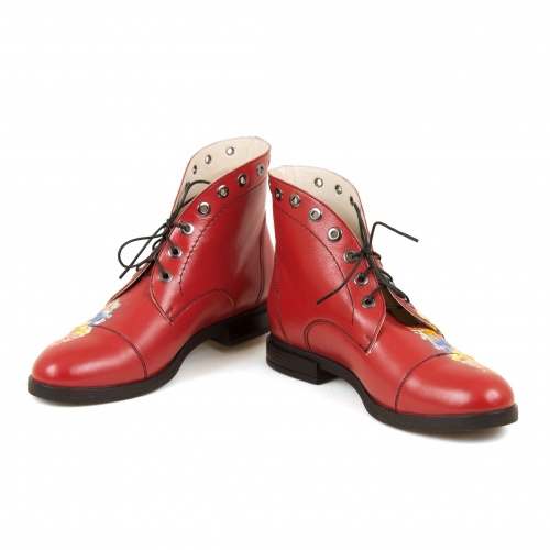 Женские ботинки с люверсами  "Золотая осень" - кожаные женские ботильоны и балетки ручной работы с рисунком на заказ | Sumnizza фото 5