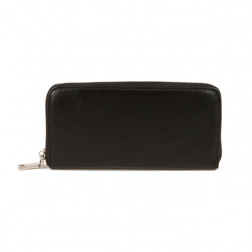 Прямоугольный кожаный кошелек черный с рисунком Кота Бегемота ручной работы на заказ - кожаный женский кошелек-портмоне ручной работы с рисунком на заказ |  Sumnizza фото 2