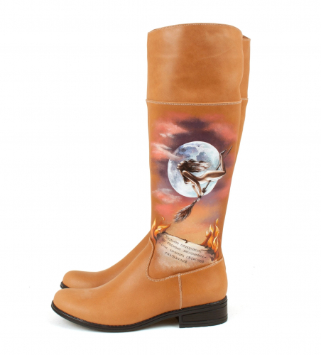 Комплект сапоги и круглая сумка "Мастер и Маргарита" - кожаный женский набор рюкзак и ботинки ручной работы с рисунком |  Sumnizza фото 8