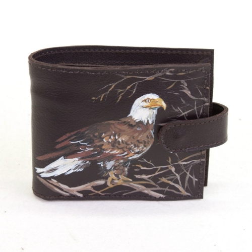 Кожаный кошелек бумажник мужской с оригинальным рисунком ручной работы "Орел" - кожаный женский кошелек-портмоне ручной работы с рисунком на заказ |  Sumnizza