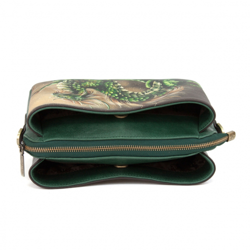 Женская кожаная сумка через плечо с рисунком ручной работы "Сказочный дракон" — кросс боди с принтом на заказ фото 4