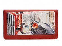 Конверт из кожи для путешествий с принтом "Ретро автомобиль" — женский кожаный конверт для документов ручной работы с принтом