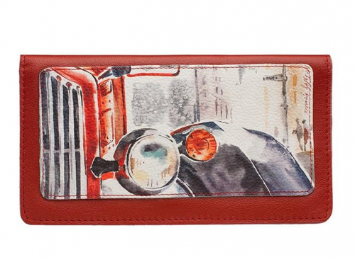 Конверт из кожи для путешествий с принтом "Ретро автомобиль" - кожаный женский и мужской конверт для документов ручной работы с принтом |  Sumnizza
