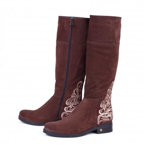 Женские замшевые сапоги "Зимние узоры" - кожаные и замшевые женские сапоги ручной работы с рисунком на заказ | Sumnizza фото 6