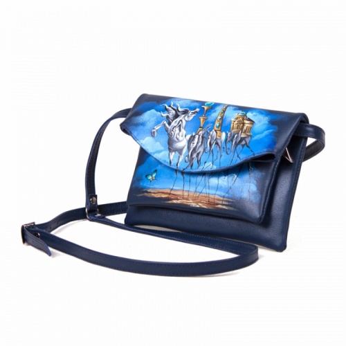 Женская кожаная сумка через плечо с рисунком ручной работы "Дали. Искушение" на заказ - женская кожаная сумка ручной работы с авторским рисунком фото 2