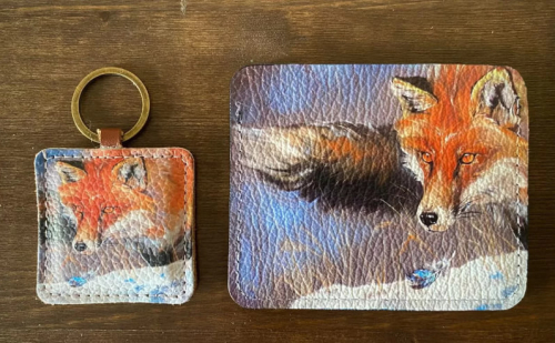 Кожаный холдер для карт ручной работы с фото-принтом «Лисичка» - кожаный женский конверт для карт, холдер ручной работы с рисунком |  Sumnizza фото 4