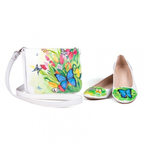 Женские модные балетки "Бабочки" - кожаные женские балетки ручной работы с рисунком на заказ |  Sumnizza фото 9