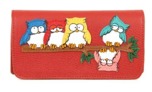 Женский кожаный кошелёк с рисунком ручной работы "Совята" - кожаный женский кошелек-портмоне ручной работы с рисунком на заказ |  Sumnizza