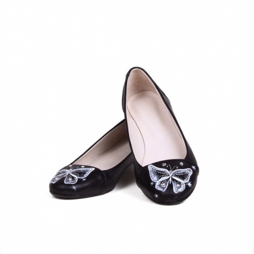 Красивые балетки "Бантики в стразах" - кожаные женские балетки ручной работы с рисунком на заказ |  Sumnizza