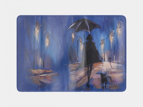 Обложка для паспорта с карманами "Вечерняя прогулка" - кожаный женский кошелек-портмоне ручной работы с рисунком на заказ |  Sumnizza фото 2