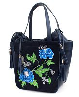 Женская сумка-ведро ручной работы с вышивкой «Цветы» на заказ на заказ