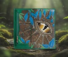 Вертикальное портмоне на магнитах с рисунком в изумрудном оттенке "Глаз Дракона" | Ручная работа - купить в Москве и Санкт-Петербурге
