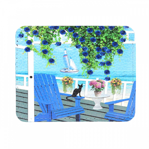 Кожаный холдер для карт с фото-принтом "Лазурный берег" - кожаный женский конверт для карт, холдер ручной работы с рисунком |  Sumnizza