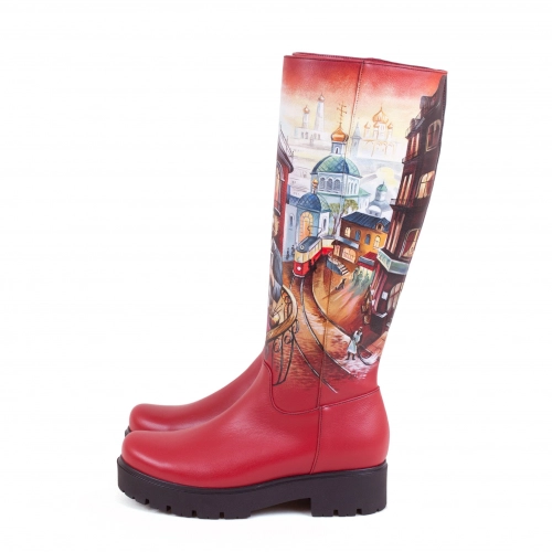 Комплект рюкзак и сапоги "Мастер и Маргарита" - кожаный женский набор рюкзак и ботинки ручной работы с рисунком |  Sumnizza фото 8