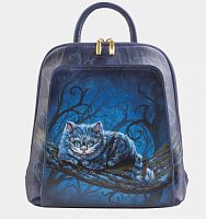 Женский рюкзак с рисунком "Чешир на отдыхе" ручной работы с рисунком и вышивкой на заказ